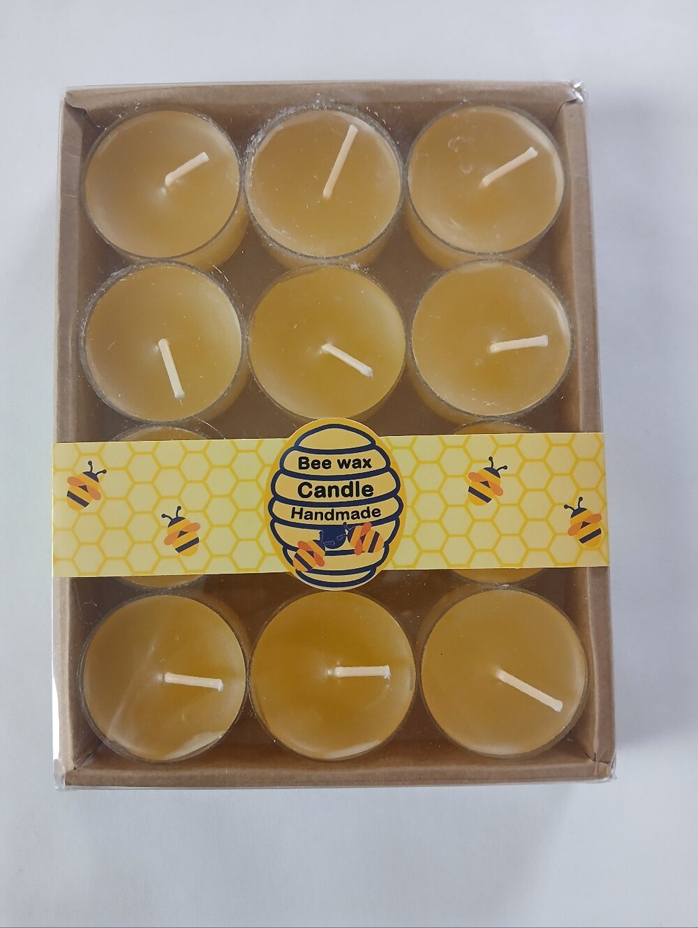 New 12 Pack Natural Beeswax Tealight Candles